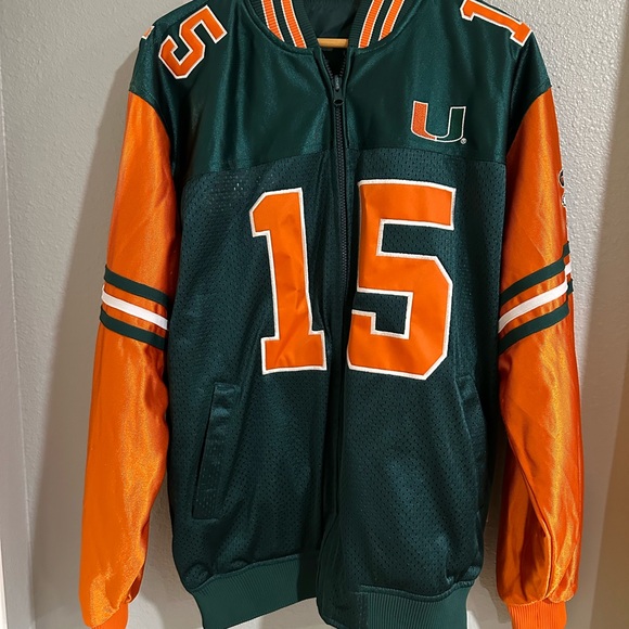 Vintage Miami  Florida Hurricanes patched   reversible jacket size L nwot - Picture 2 of 11